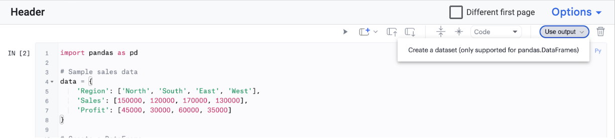Select create a dataset.