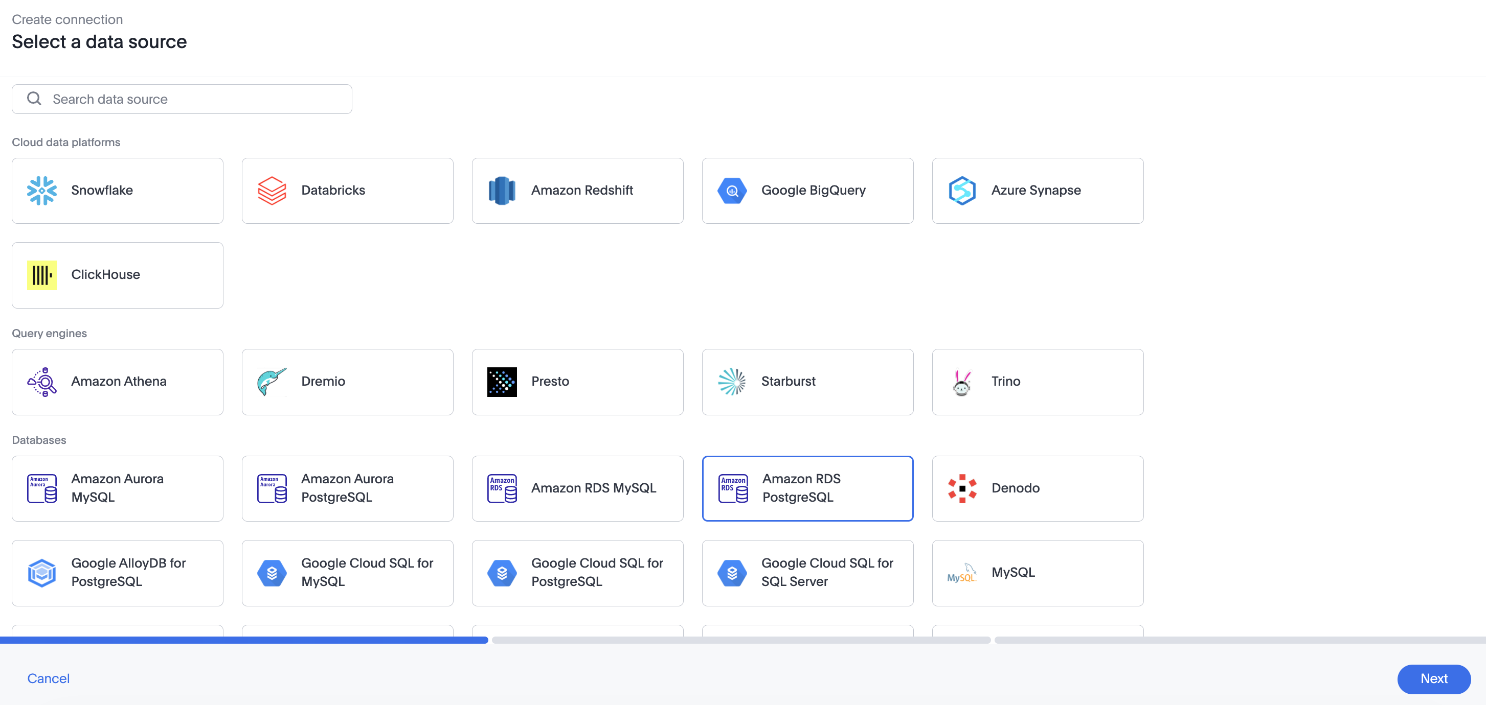 Add a Amazon RDS PostgreSQL connection