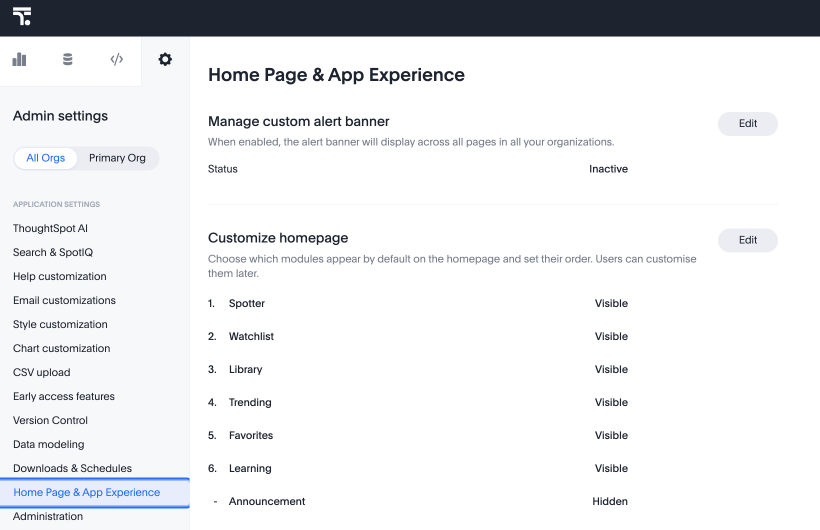 Home Page & App Experience landing page