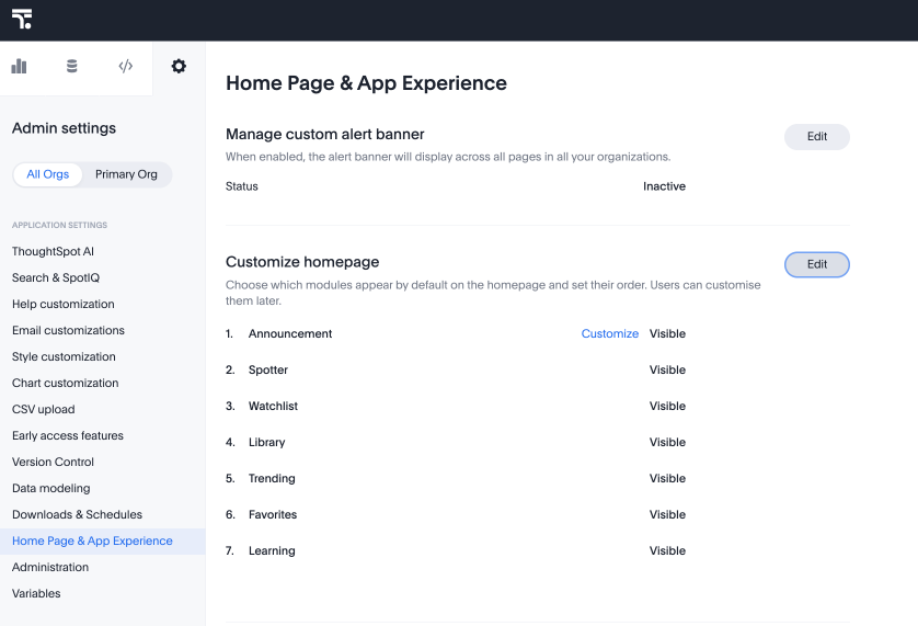 Home Page & App Experience landing page